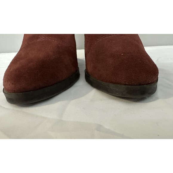 Womens Lucky Brand Sz 8M Rust Red Ankle Boots Dual Zip Block Heel Bootie Shoes - Picture 5 of 7